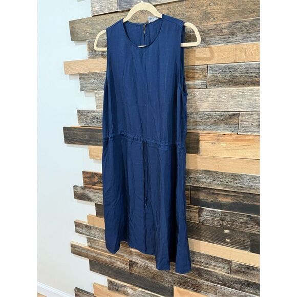 Everlane Japanese GoWeave Light Drawstring Dress Navy Blue Sz 10 - Picture 1 of 7